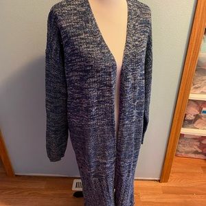 Marled XL cardigan sweater, blue /white. Knee length used $20